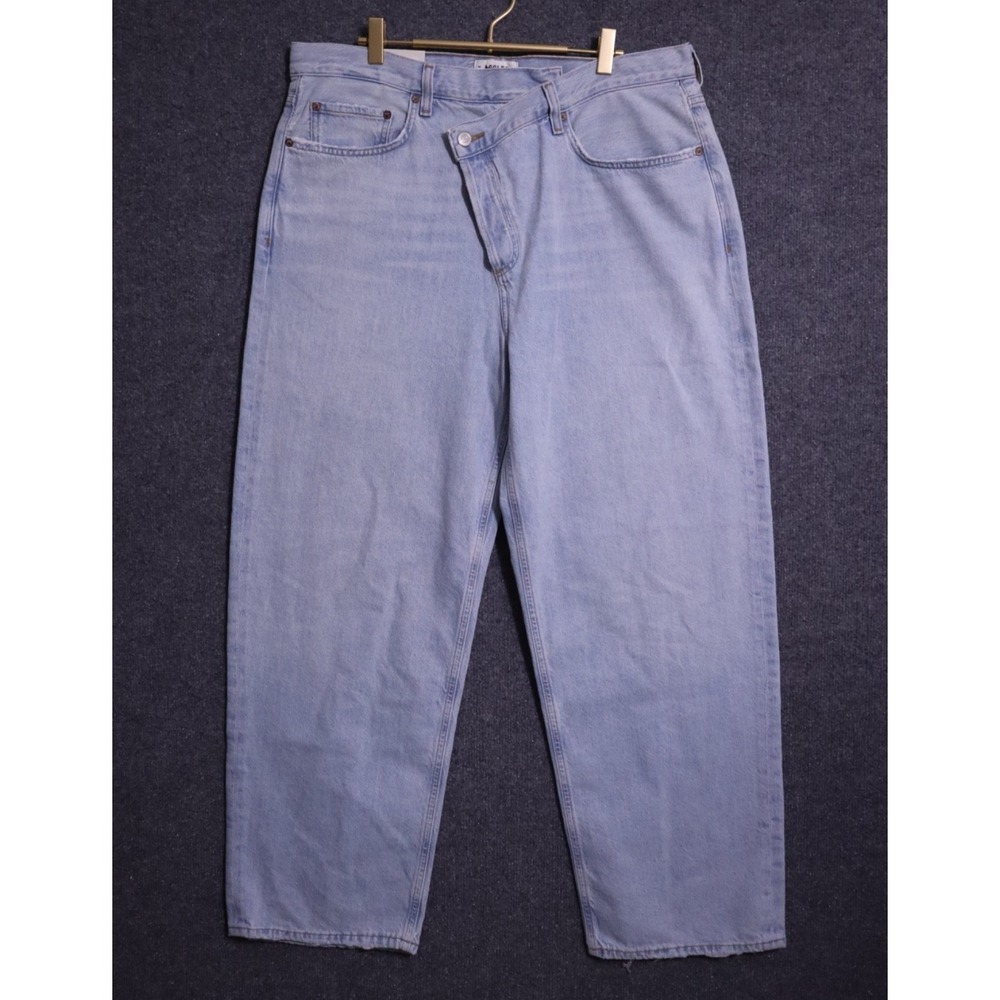 AGOLDE Jeans Women 34 Wired Blue Criss Cross Upsized High Rise NWT NEW Straight